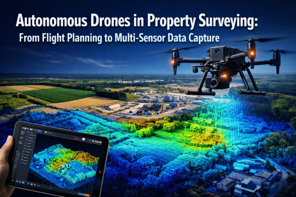 Autonomous Drones in Property Surveying: From Flight Planning to Multi-Sensor Data Capture