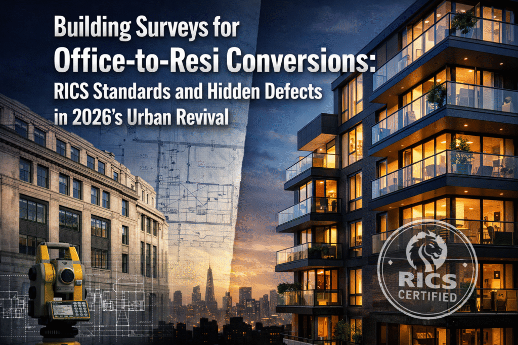 Building Surveys for Office-to-Resi Conversions: RICS Standards and Hidden Defects in 2026's Urban Revival