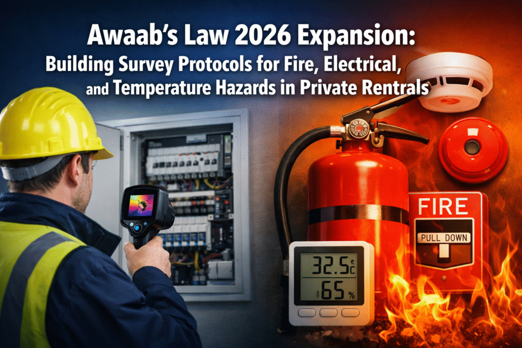Awaab's Law 2026 Expansion: Building Survey Protocols for Fire, Electrical, and Temperature Hazards in Private Rentals