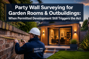 Party Wall Surveying for Garden Rooms and Outbuildings: When ‘Permitted Development’ Still Triggers the Act