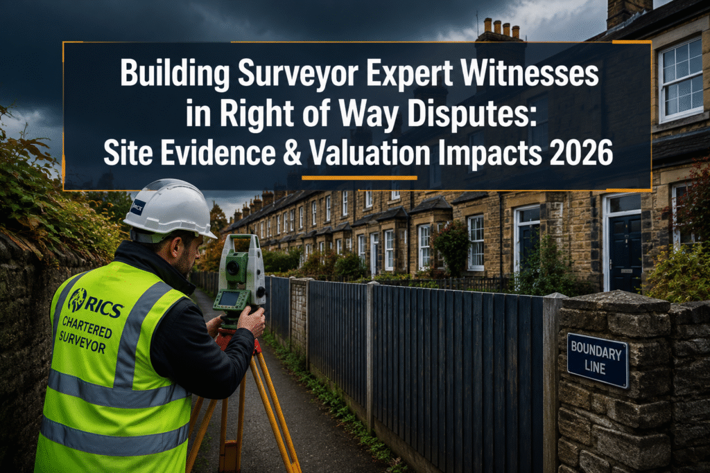 Building Surveyor Expert Witnesses in Right of Way Disputes: Site Evidence and Valuation Impacts for 2026 Claims