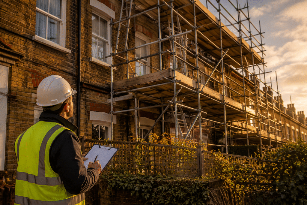 Party Wall and Scaffolding Access: How Surveyors Assess Temporary Access, Overhangs, and Occupier Risk