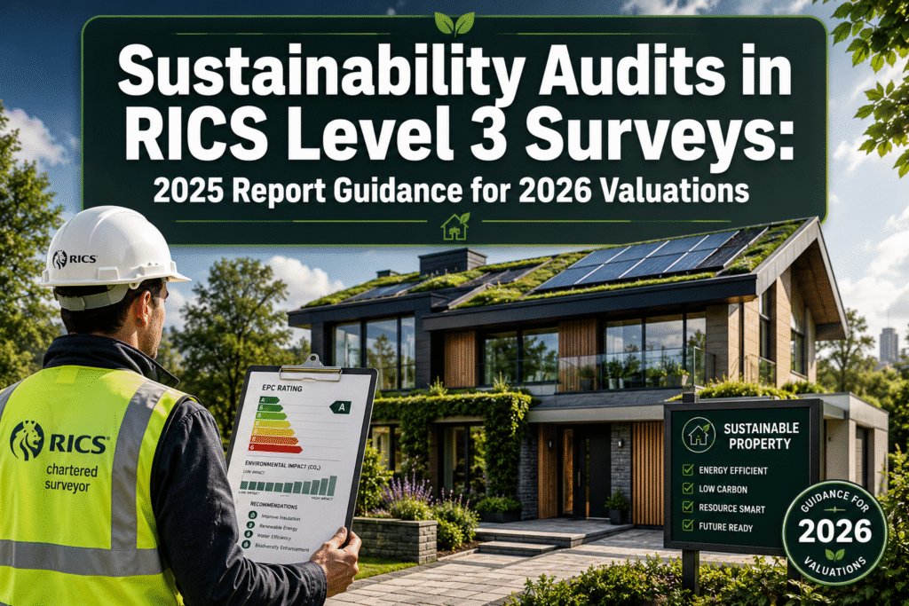 Sustainability Audits in RICS Level 3 Surveys: Integrating 2025 Report Guidance for 2026 Valuations